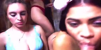 Four nasty Latina blowjob orgy