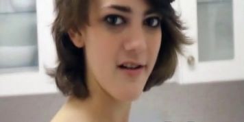 young girl gives handjob in kitchen