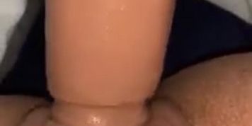 Wife tries big dildo 