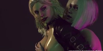 Titjob from 3D babes and ass hammering