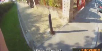 Russian Blonde Gives A Blowjob In Public