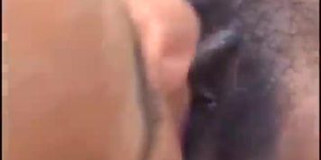 POV Ebony sucks off big white cock