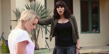 Angry busty rich MILF punished a slut bad skinny teen (Amber Chase, Emma Hix)