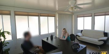 LOAN4K Blonde cutie cant pay rent so she goes to the bank for a loan (Alli Rae)