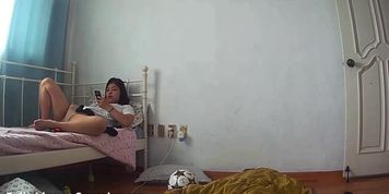 Ipcam Korean Teen Masturbates While Watching Porn