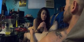 Sexy Lil' Latina Teen (19) Has Fun Gagging On My Dick