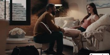 Fat stepdad gets bareback fucked by shemale stepdaughter (Draven Navarro)