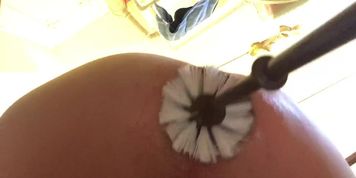 Anal punishment with a T-brush