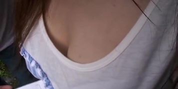 Spycam downblouse video of an Asian chick
