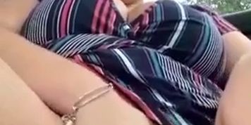 BBW playing with her pussy and tits in public 