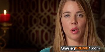 American amateur swingers playing sexual games with experienced swingers in an Open Swing House