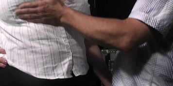 BUSTY WORK - Fat office brunette in fishnets riding boss dick
