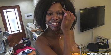 AFRICAN CASTING - Ebony Star got her Make up Done by a Fake Casting Agent