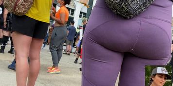 Candid 4k - Mia Khalifa Look-a-like With Slight VPL in Purple Spandex (Mia Callista)