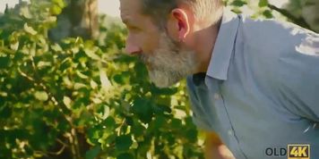 OLD4K. Tight twat of brilliant redhead is penetrated by senior