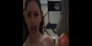 Girl blows two guys - Male female cum kissing