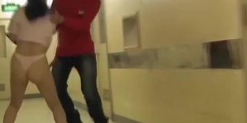 Panty between athletic nurse butt on the sharking clip