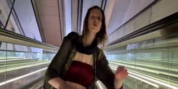 First-time voyeur plays with her pussy in an Amsterdam Metro Station