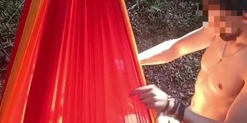 My gf is lying in a hammock and I'm fucking her in the mouth (Tania Amazon)