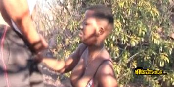 African busty hottie punished outdoors