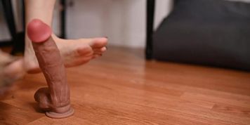 Kicking A Big Dildo Around (SLOWMO) (pretty_feet)