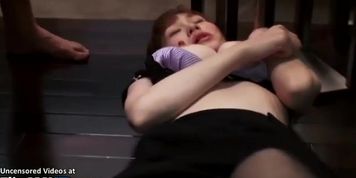 Asian beauty in uniform has wild orgasm