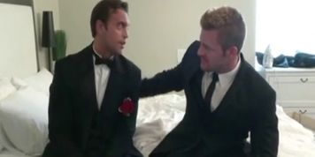 Straight Guy Kissing a Gay Guy on his Marriage Day