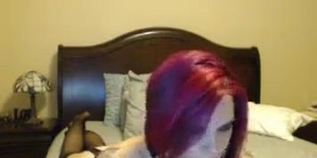Wild Tattooed Chick With Red Hair Masturbates