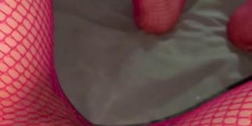 Legs and pussy of a virgin in pink tights