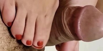 Hot wife footjob