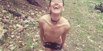 Tiny "Fun In The Forest" Risky Striptease Bj And Screw