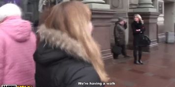 Russian Teen Anal Public Treesome for Money Hard