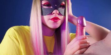 Oral creampie with red lipstick