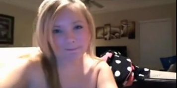 Busty chubby blonde fingers her horny pussy madly