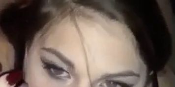 Beautiful blue eyed girl sucking my cock 