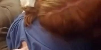 Trashy redheaded single mom blows boyfriend on day off