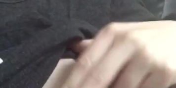 18 y/o teen whimpers as she teases and pinches her sensitive nipples 