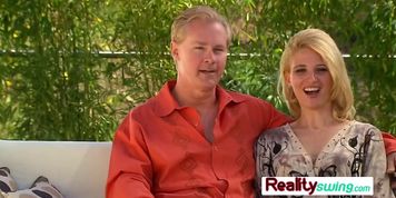 Amateur couple gets excited by entering the swing house they start with a naughty interaction