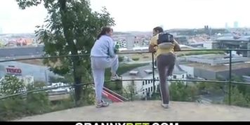 He brings busty old granny home to screw