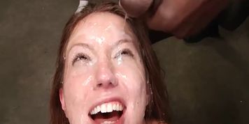 Beautiful brunette in blowbang scene