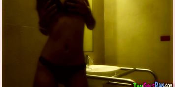 Teasing in her bathroom