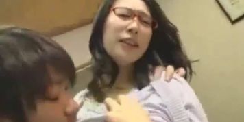 Horny Busty Japanese MILF Wife In Red Glasses