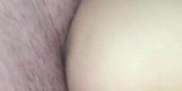 Dipping my big white cock in the pussy fluids!