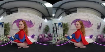 Curvy redhead shoves her pussy in your face then masturbates in VR