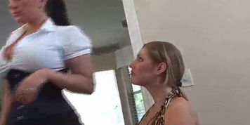 Lesbian slave serving dinner for Mistress 2