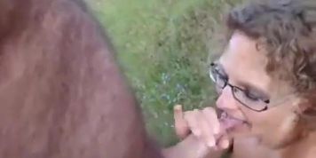 Dansk milf outdoor blowjob