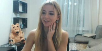 Big Breasted Shaved Blonde shakes her money makers