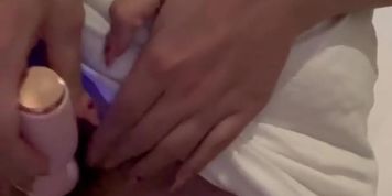 Quickly playing with my vibrator at my friend&rsquo;s bathroom (Nubiles)