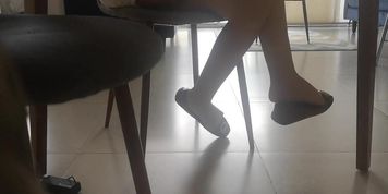 MD MK brown flats shoeplay while working