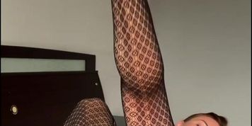 Milf with a big ass caresses herself and plays with a vibrator on the bed (Nubiles)